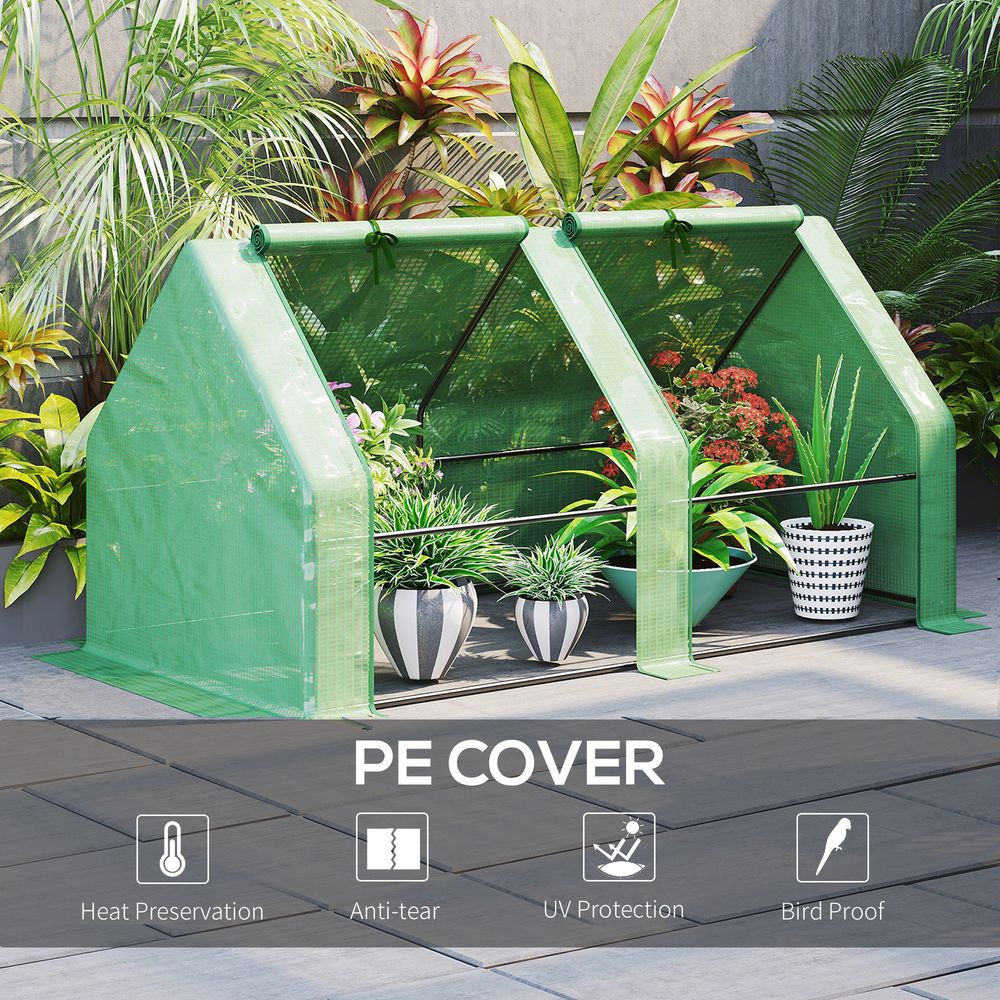 Portable Mini Greenhouse - Steel Frame & PE Cover - 180x90x90cm - Ideal for Small Spaces
