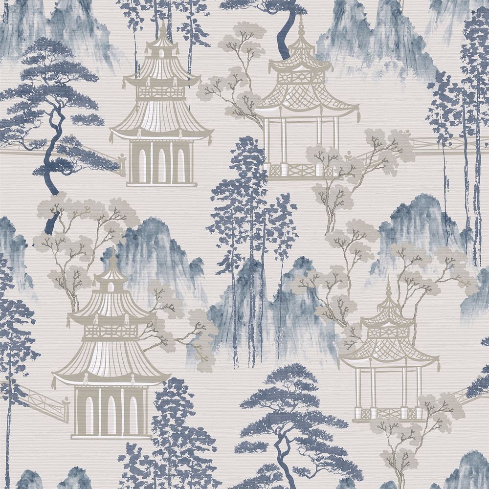 Japanese Pagoda Decorative Ornament - Blue Grey