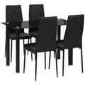 Dining Table Set for 4, Modern Kitchen Table and Chairs with Padded Seat Black