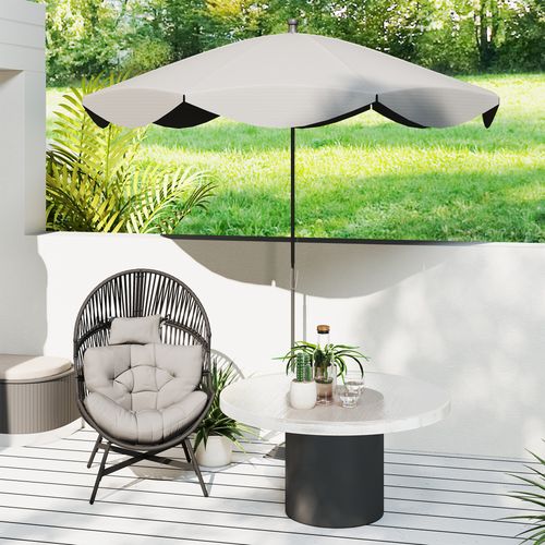 Standing Rattan Garden Egg Chair with Headrest, Charcoal Grey