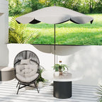 Standing Rattan Garden Egg Chair with Headrest, Charcoal Grey