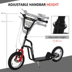 Kids Kick Scooter - Adjustable Handlebar, Inflatable Wheels, Black