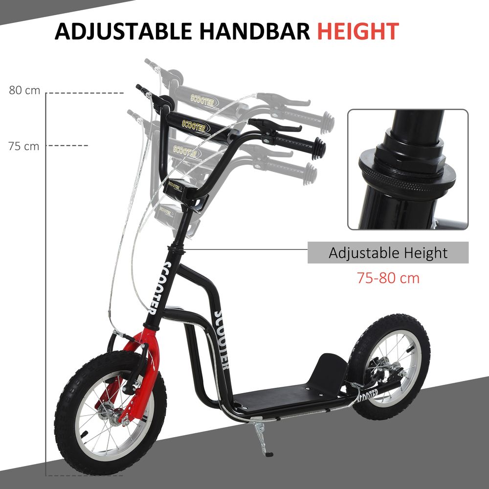 Kids Kick Scooter - Adjustable Handlebar, Inflatable Wheels, Black