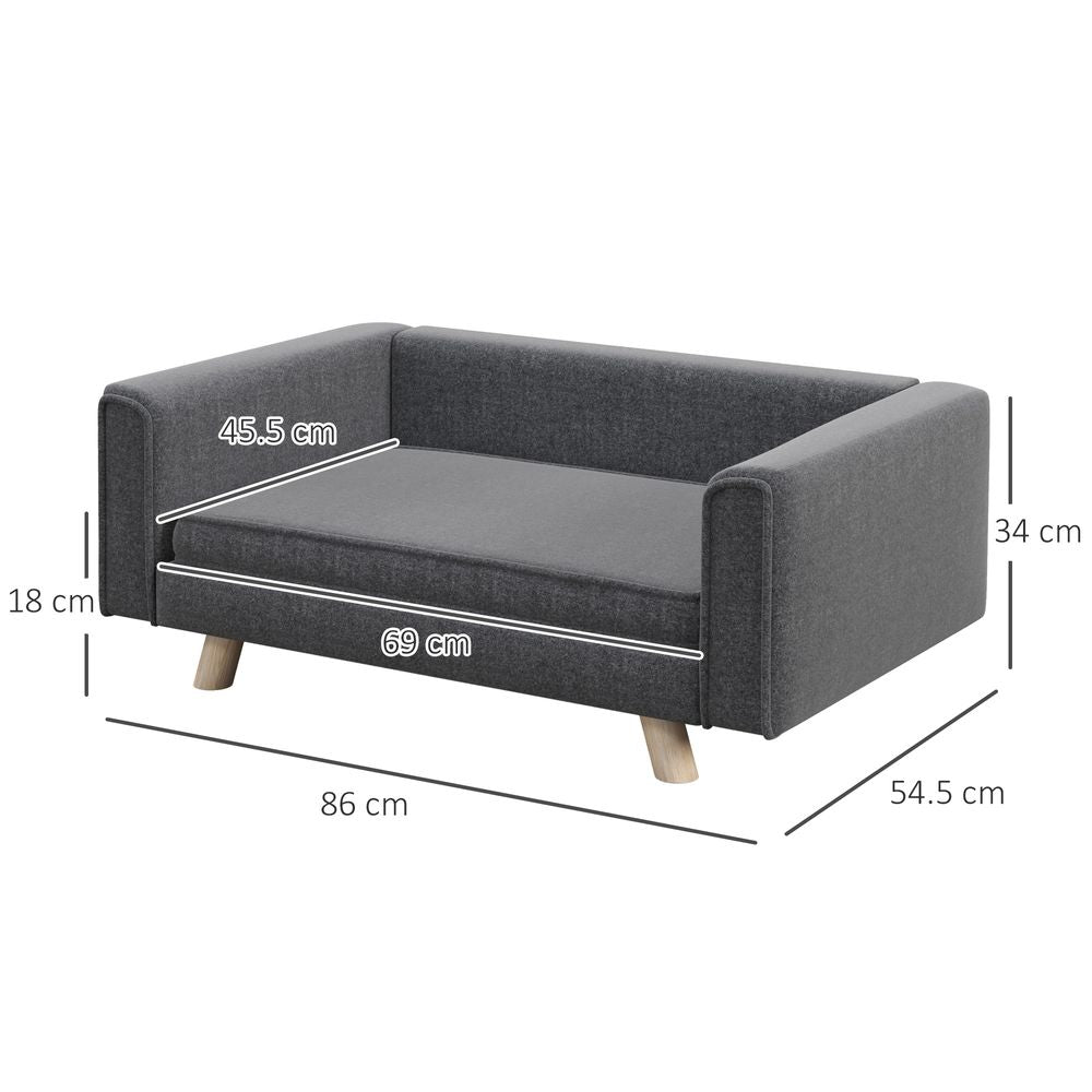 Elevated Dog Sofa Bed - Medium/Small Dogs, Grey - Comfy & Stylish