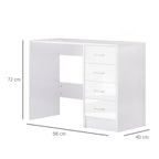 High Gloss 4-Drawer Vanity Desk - White. for Home Office & Study. Spacious Storage & Stylish Design!