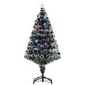 4ft Artificial Prelit Christmas Tree Snow Tree LED Fiber Optics Green White