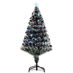 4ft Artificial Prelit Christmas Tree Snow Tree LED Fiber Optics Green White
