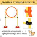 Dog Agility Equipment Training Portable Obstacle for Pet w/Adjustable Hurdles, Jumping Ring, Weave Poles