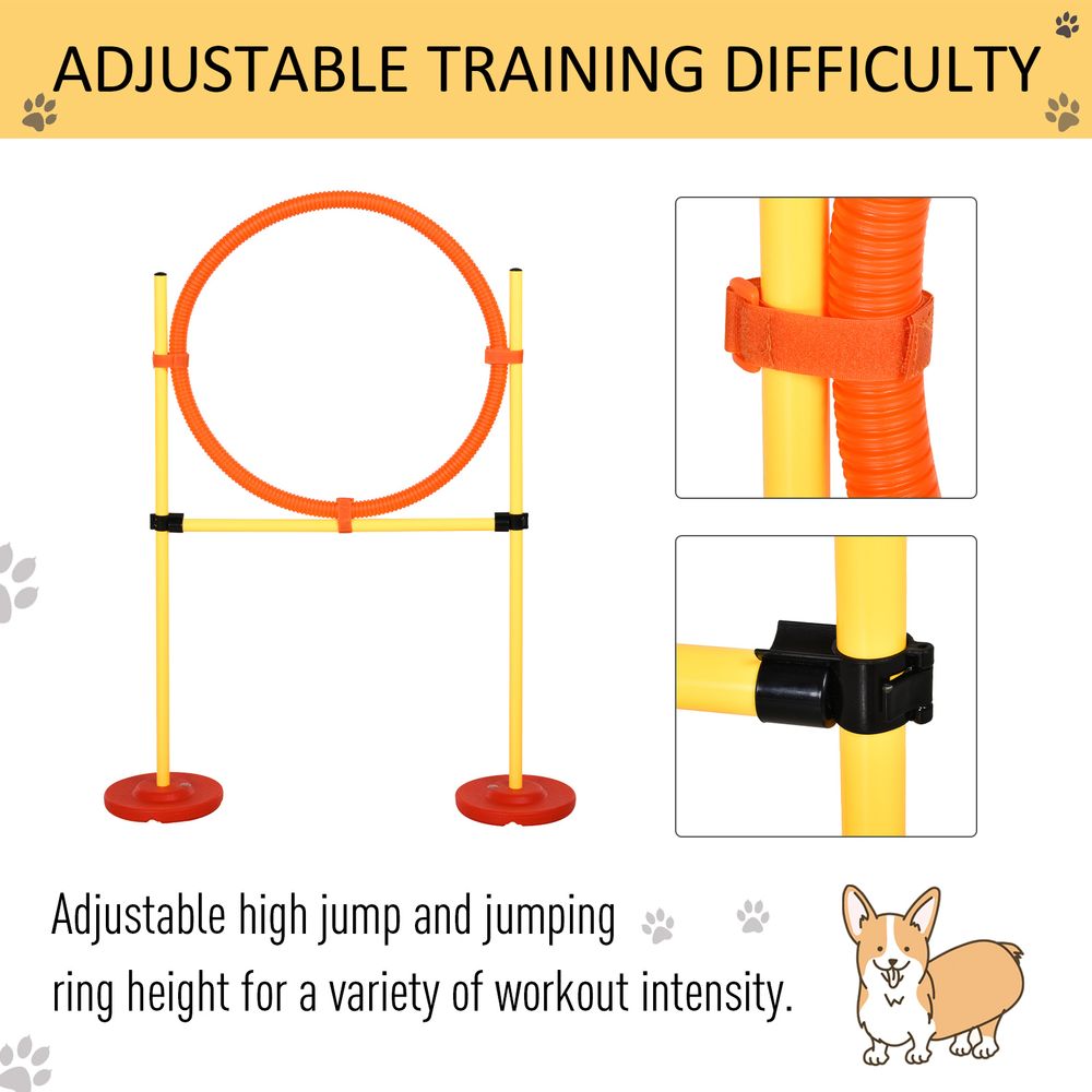 Dog Agility Equipment Training Portable Obstacle for Pet w/Adjustable Hurdles, Jumping Ring, Weave Poles