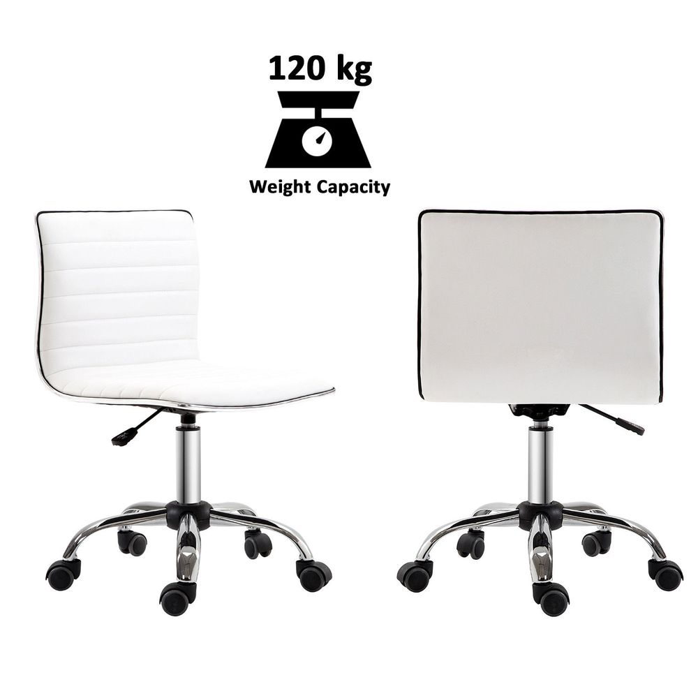 Armless Mid-Back Adjustable Office Chair 360 Swivel Ergonomic White