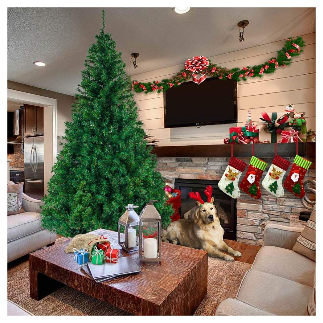 7ft 1100 Branch Christmas Tree - Artificial PVC - Metal Base - Green