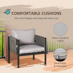 4 Piece Garden Sofa Set w/ Tempered Glass Coffee Table Padded Cushions
