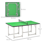 Tennis Table Ping Pong Foldable with Net Game Steel 182cm Indoor, Green