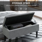 15" Ottoman Storage Box - Wood Legs - 47L Capacity - Grey