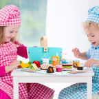 Happy Day-Picnic - Classic Toy Picnic Basket with Wooden Food Playset