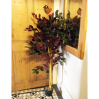 Red Ficus Tree - 120cm (4ft) - Realistic & Durable - Gold Metal Planter