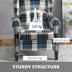 Recliner Chair for Living Room Wingback Chair with Padded Armrest Blue