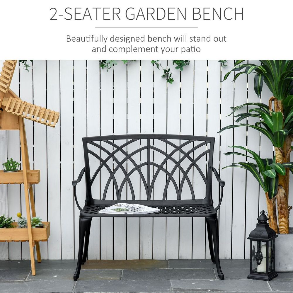 2-Seater Cast Aluminium Garden Bench Loveseat: Ergonomic & Stylish