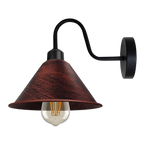 Rustic Red Vintage Wall Light Fixture Black Wall Sconce E27 Base Socket Screw Wall Mounted Swan Neck Cone Shape Shade