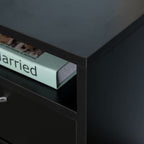 60cm Storage Cabinet w/Drawer Open Shelf Metal Handles 4 Wheels Office Home Organiser Mobile Printer Black