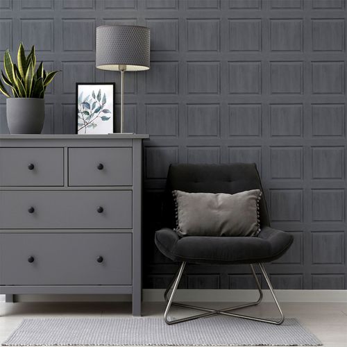 Washed Panel Charcoal wallpaper