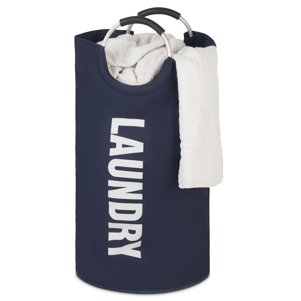Laundry Hamper - Foldable, Waterproof & Stylish - Large Capacity - Durable Material - Easy-Carry Aluminum Handle Blue