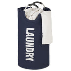 Laundry Hamper - Foldable, Waterproof & Stylish - Large Capacity - Durable Material - Easy-Carry Aluminum Handle Blue