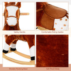 Rocking Horse Toy Plush Wood Pony Riding Rocker Neigh Sound Brown