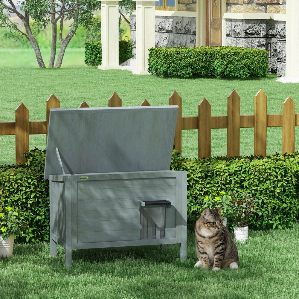 Insulated Outdoor Cat House - Charcoal Grey