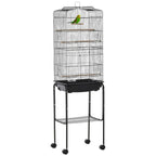 Bird Cage Budgie Cages for Finch Canary Parakeet with Stand Wheels Slide-out Tray Accessories Storage Shelf, Black 46.5 x 36 x 157 cm