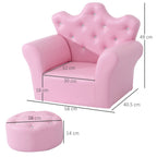 Pink Kids Sofa Set - Free Footstool Included - PU Leather
