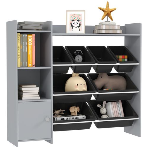 Toy Storage Unit with 8 Removable Bins, Storage Shelves, Cabinet