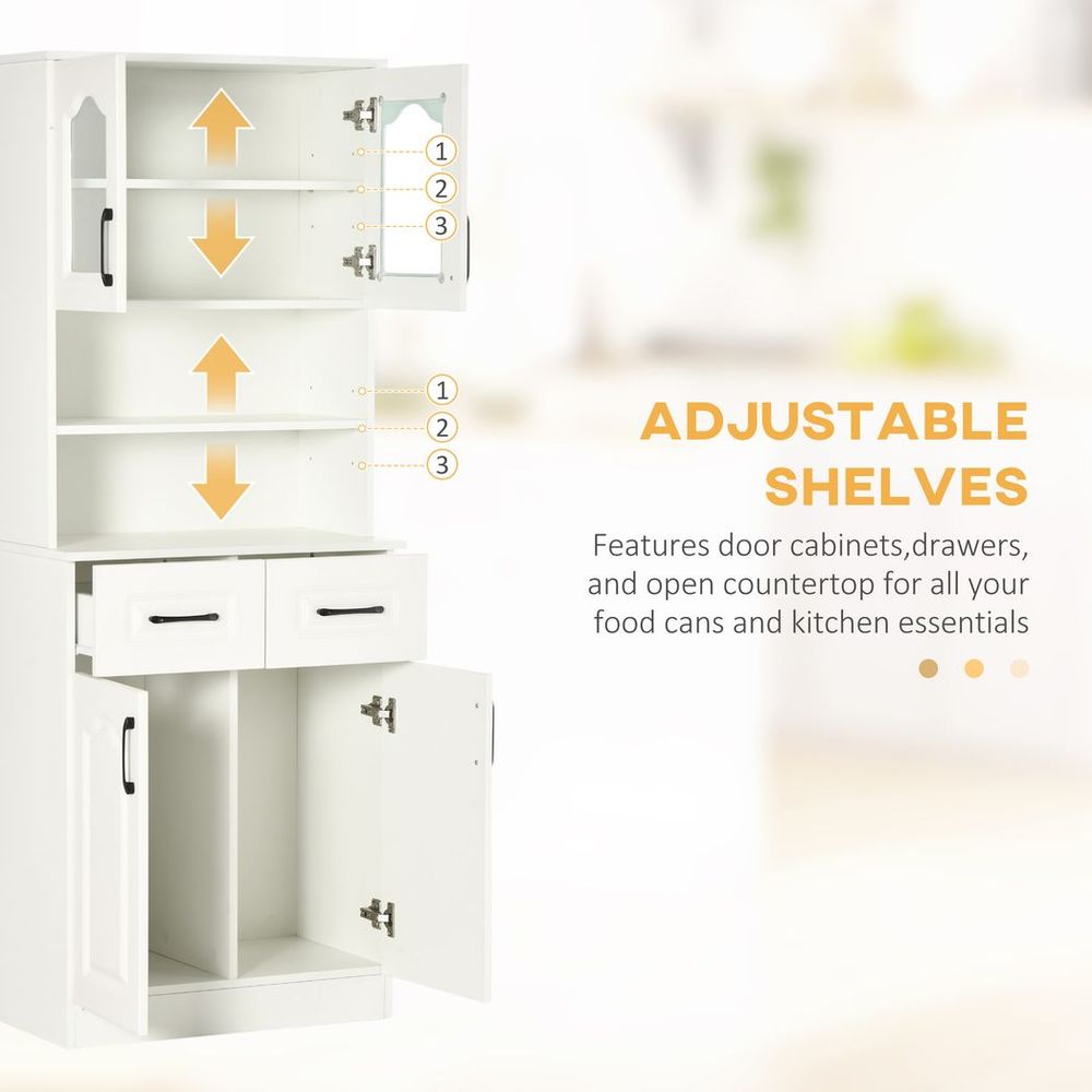 168cm Kitchen Cupboard Storage Cabinet - Shelves & Drawers - White