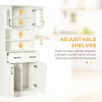168cm Kitchen Cupboard Storage Cabinet - Shelves & Drawers - White