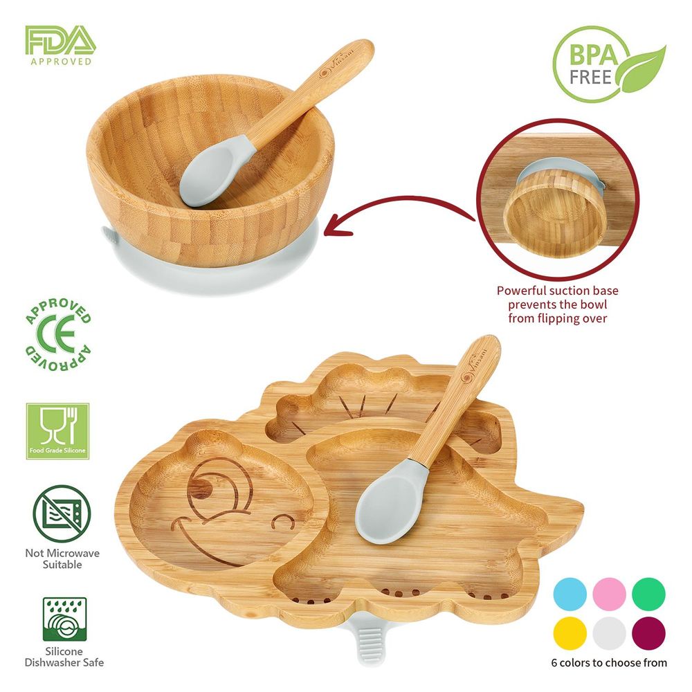 Bamboo Dinosaur Plate Set - BPA-Free & Non-Slip