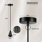 Vintage Industrial Black Pendant Light Fitting, lampshade Holder Fitting Set with 2m Cable. in Black