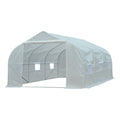 PE Mesh Cover Galvanized Metal Frame Walk-In Greenhouse White 445cm x 299cm x 200cm