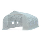 PE Mesh Cover Galvanized Metal Frame Walk-In Greenhouse White 445cm x 299cm x 200cm