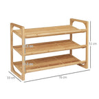 Bamboo Shoe Rack: 3-Tier Storage Shelf, Holds 9 Pair Shoes, Entryway Organizer