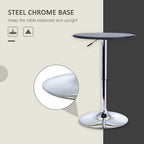 Chrome Steel Adjustable Round Bar Table, Stylish, and Versatile - Addition to Any Room!