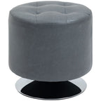 360 Swivel Foot Stool Ottoman, Grey - Thick Padding, Steel Base - PU Leather