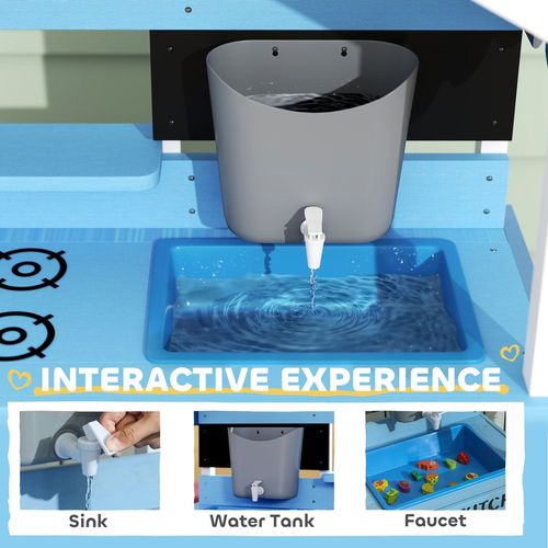 Kids Mud Kitchen, Outdoor Play Kitchen for Boys Girls, Blue