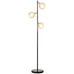 Modern Floor Lamp with Glass Global Shade, 3 Light, for Living Room