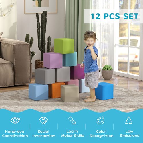 12 PCs Soft Play Blocks Soft Foam Toy Blue