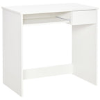 Space-Saving White Computer Table w/ Keyboard Tray - Versatile - for Study, Office or Bedroom