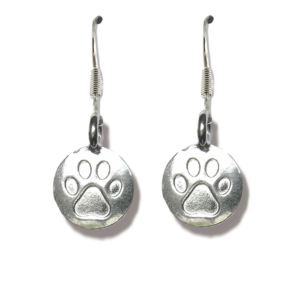 Silver Paw Print Earrings