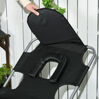 Patio Foldable Sun Lounger 5 Level Adjustable Reclining Chair Black