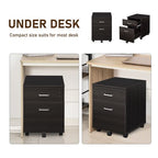 2-Drawer Locking Office Filing Cabinet w/ 5 Wheels Rolling Storage Hanging Legal Letter Files Cupboard Home Organisation Black Wood Grain