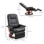 Ergonomic Recliner Sofa Chair PU Leather Armchair Lounger with Footrest, Black