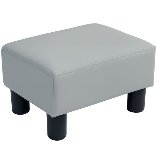 Chic Faux Leather Footstool Small Footrest with 4 Plastic Legs, Grey
